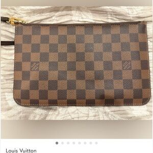 Louis Vuitton Neverfull Pochette Damier Ebene Red Interior | Classic